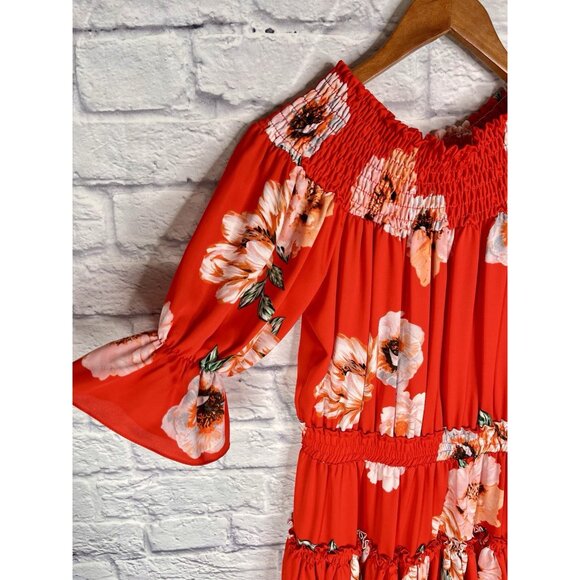 MISA LOS ANGELES Women's Red Floral Off Shoulder Darla Mini Dress Small - Picture 2 of 6